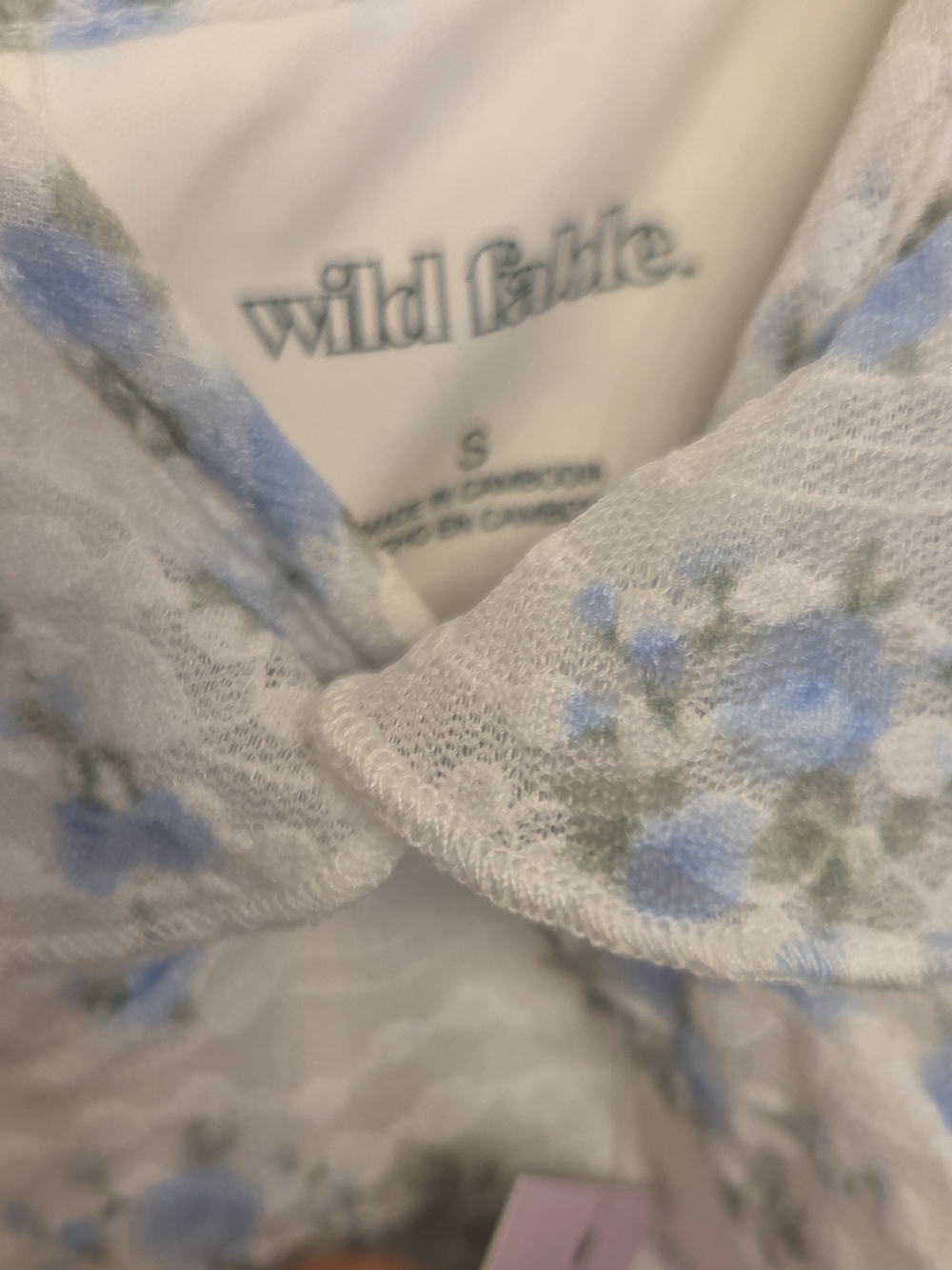 wild fable White Ruffle V-Neck Top with Light Blue Floral Print - Picture 2 of 4